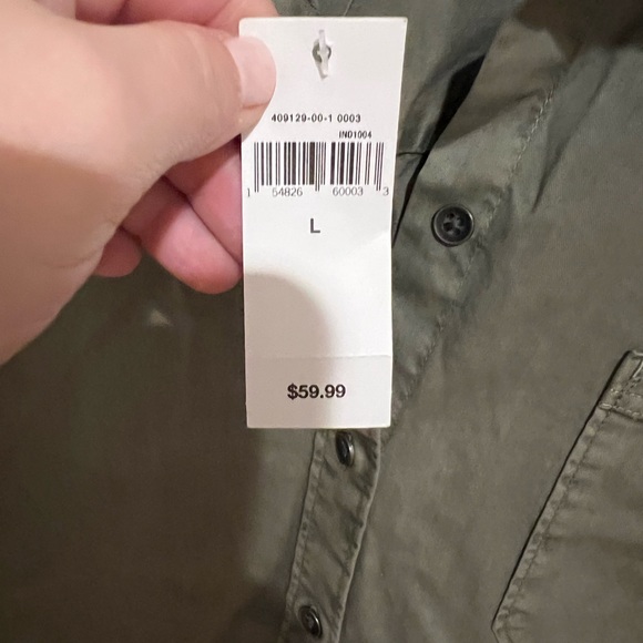 New with Tags Gap Shirt Dress- Army Green Button Down - Size Large - Picture 7 of 7